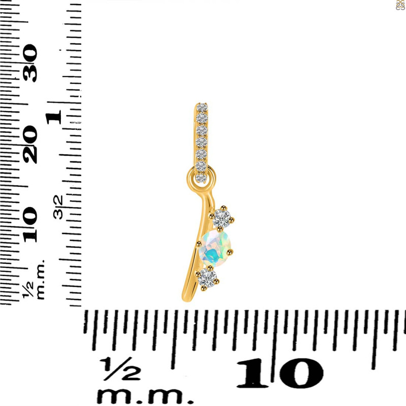 Opal & White Topaz Alphabet I Pendant OPL-RDA-87.