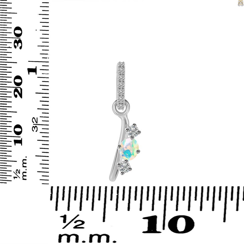 Opal & White Topaz Alphabet I Pendant OPL-RDA-87.