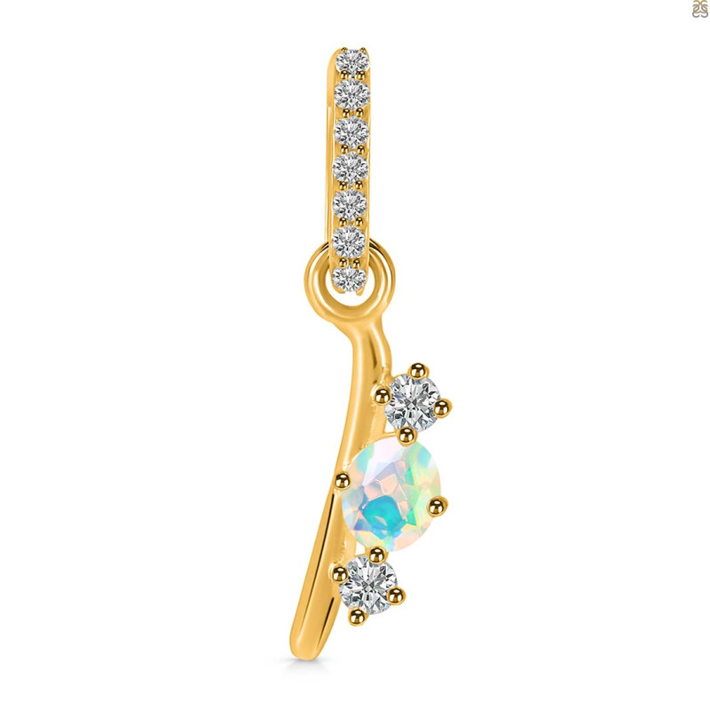 Opal & White Topaz Alphabet I Pendant OPL-RDA-87.
