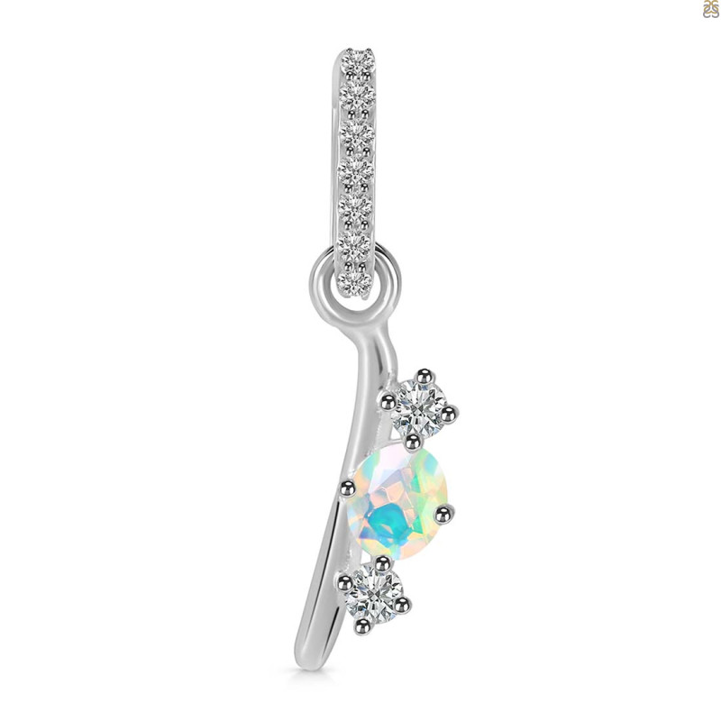 Opal & White Topaz Alphabet I Pendant OPL-RDA-87.