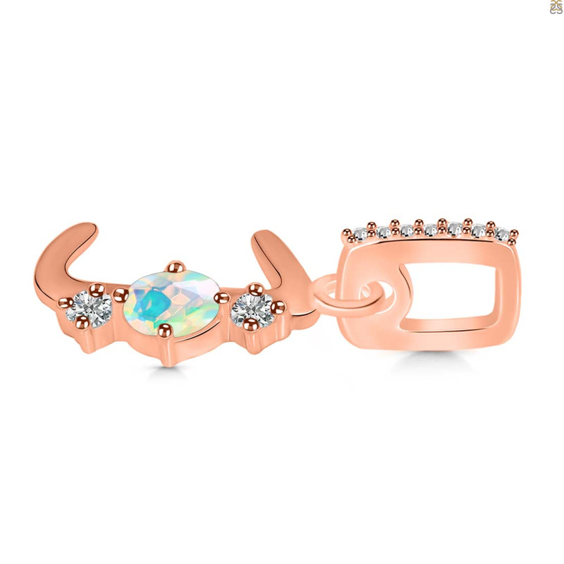 Opal & White Topaz Alphabet J Pendant OPL-RDA-88.