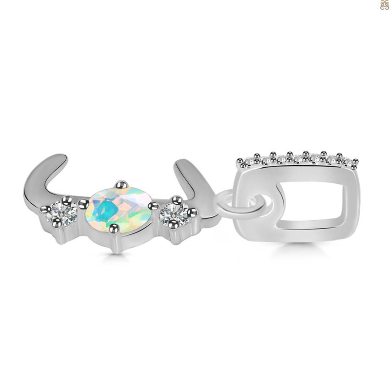 Opal & White Topaz Alphabet J Pendant