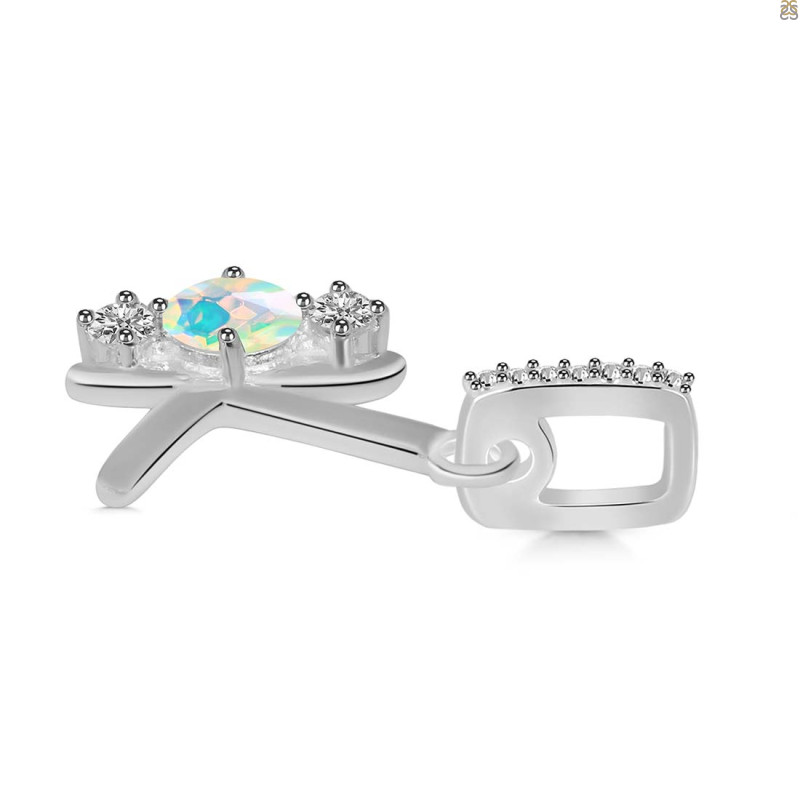 Opal & White Topaz Alphabet K Pendant