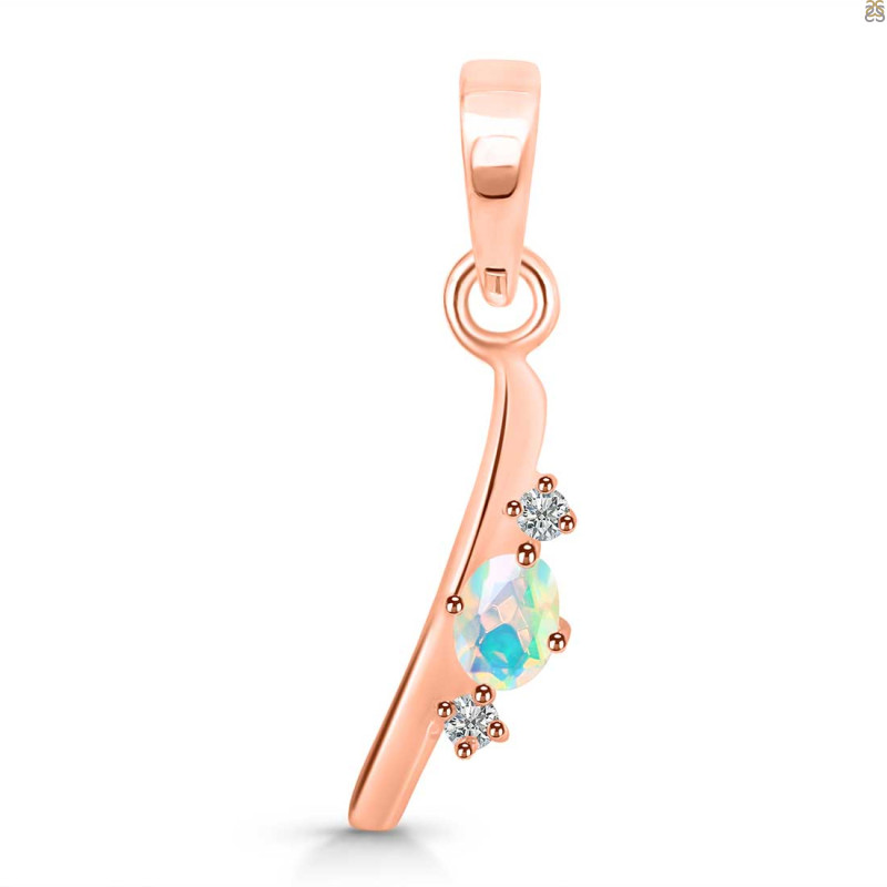 Opal & White Topaz Alphabet I Pendant OPL-RDA-9.