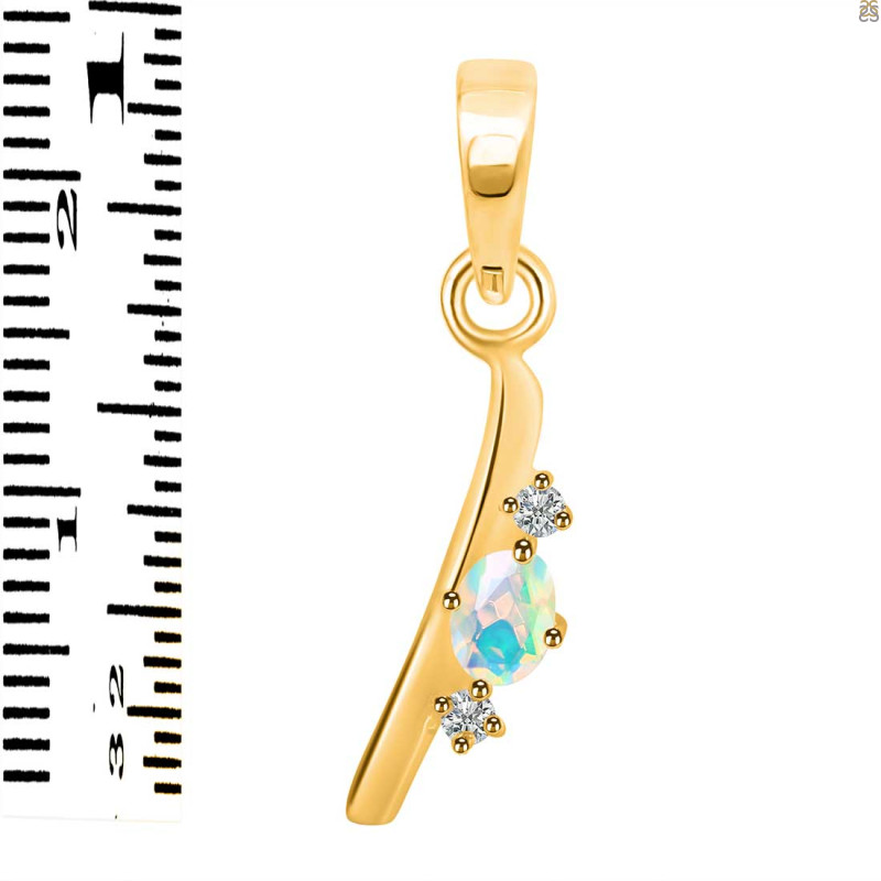 Opal & White Topaz Alphabet I Pendant OPL-RDA-9.