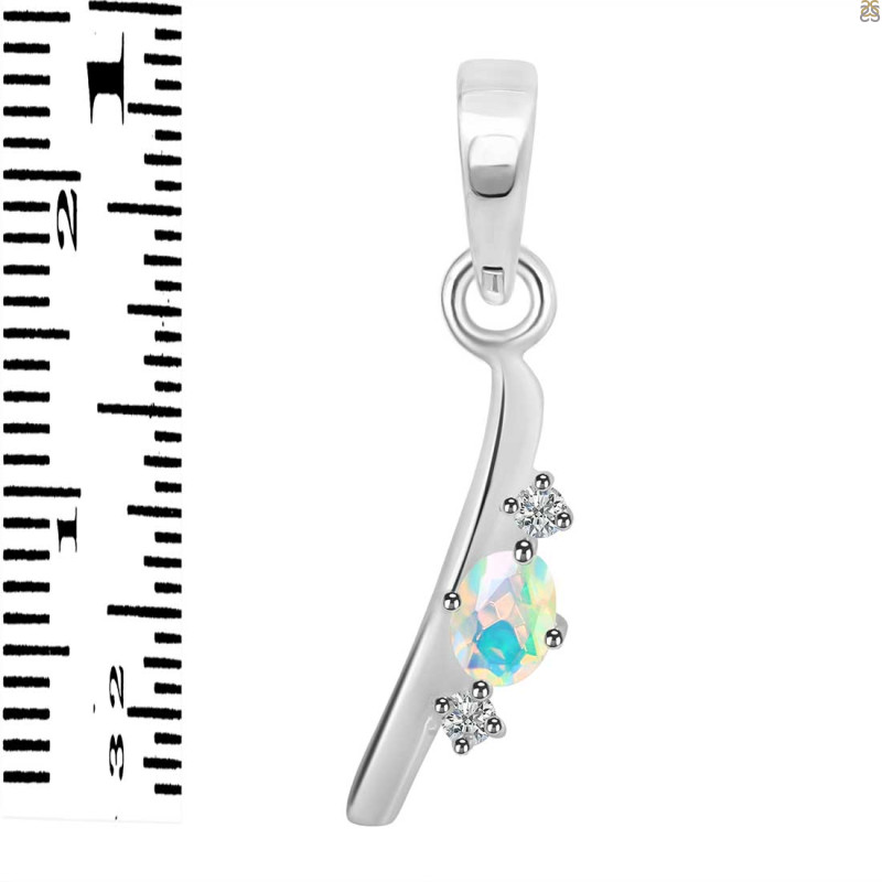 Opal & White Topaz Alphabet I Pendant OPL-RDA-9.