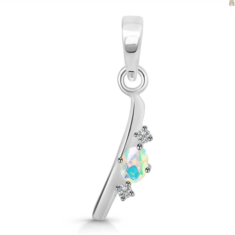 Opal & White Topaz Alphabet I Pendant OPL-RDA-9.