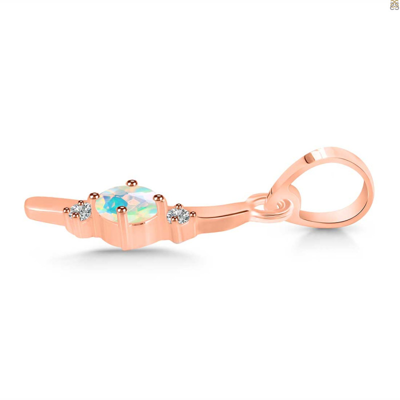 Opal & White Topaz Alphabet I Pendant OPL-RDA-9.