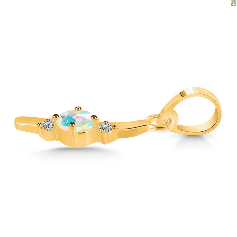 Opal & White Topaz Alphabet I Pendant OPL-RDA-9.