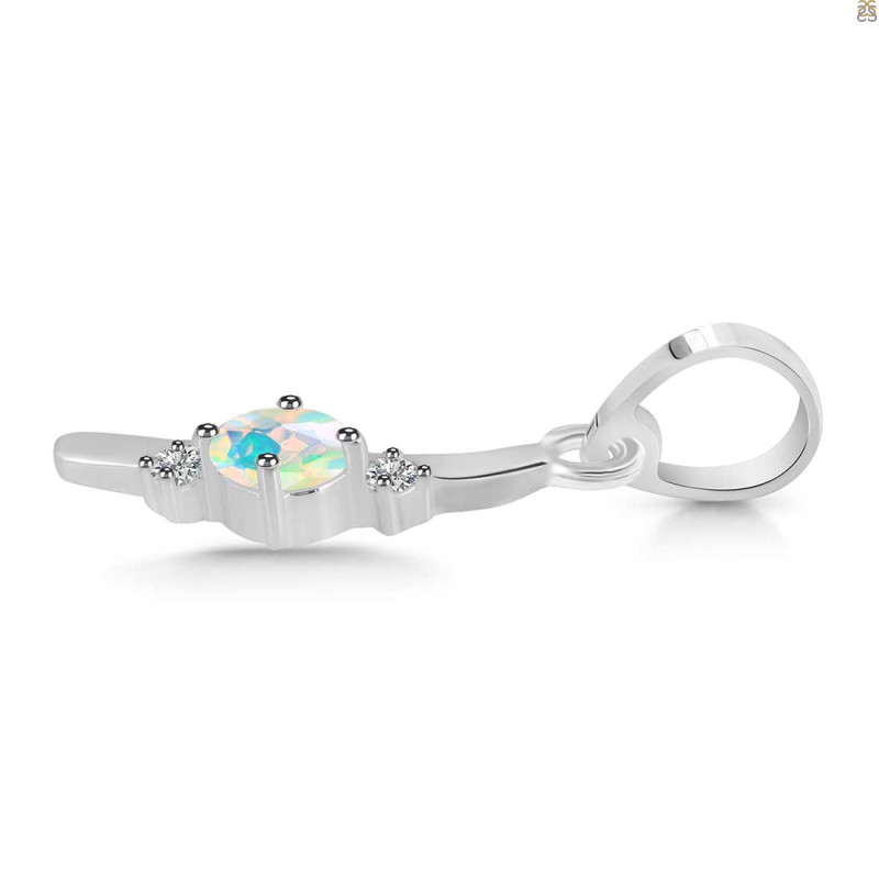 Opal & White Topaz Alphabet I Pendant