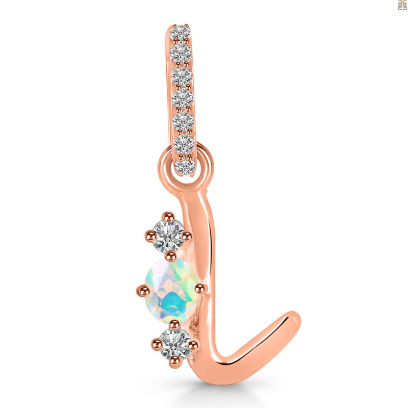Opal & White Topaz Alphabet L Pendant OPL-RDA-90.