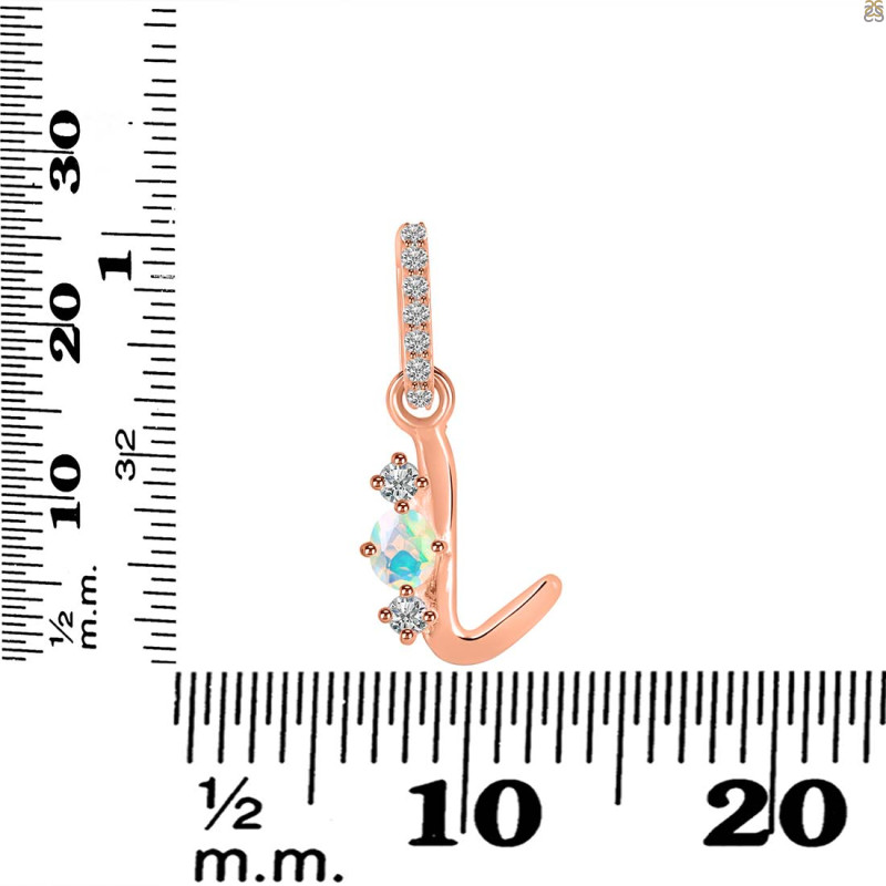 Opal & White Topaz Alphabet L Pendant OPL-RDA-90.