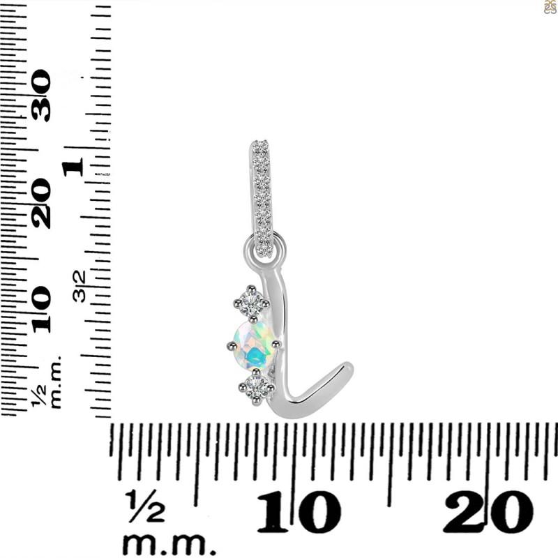 Opal & White Topaz Alphabet L Pendant OPL-RDA-90.