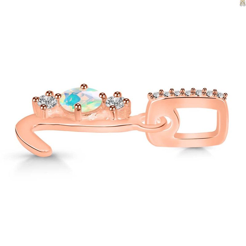 Opal & White Topaz Alphabet L Pendant OPL-RDA-90.