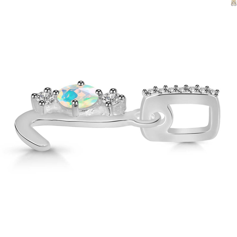 Opal & White Topaz Alphabet L Pendant