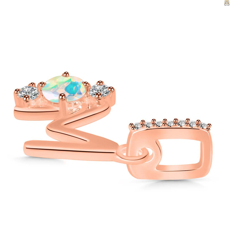 Opal & White Topaz Alphabet M Pendant OPL-RDA-91.