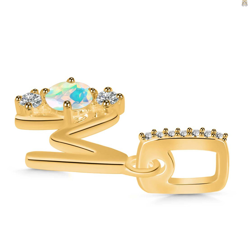 Opal & White Topaz Alphabet M Pendant OPL-RDA-91.