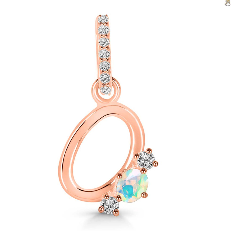 Opal & White Topaz Alphabet O Pendant OPL-RDA-93.