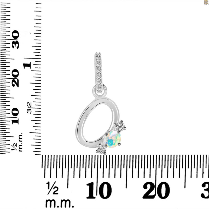 Opal & White Topaz Alphabet O Pendant OPL-RDA-93.
