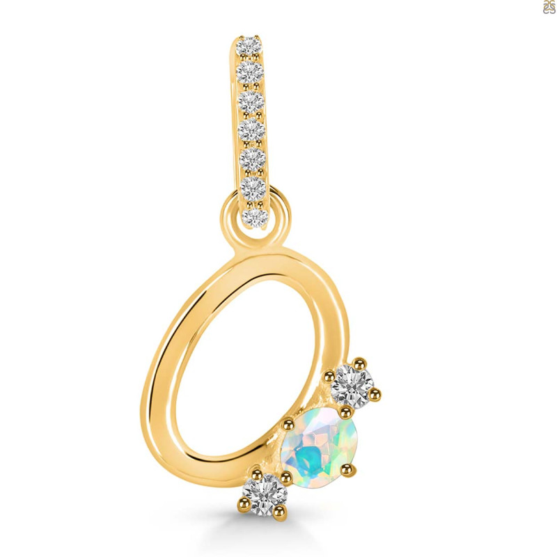 Opal & White Topaz Alphabet O Pendant OPL-RDA-93.