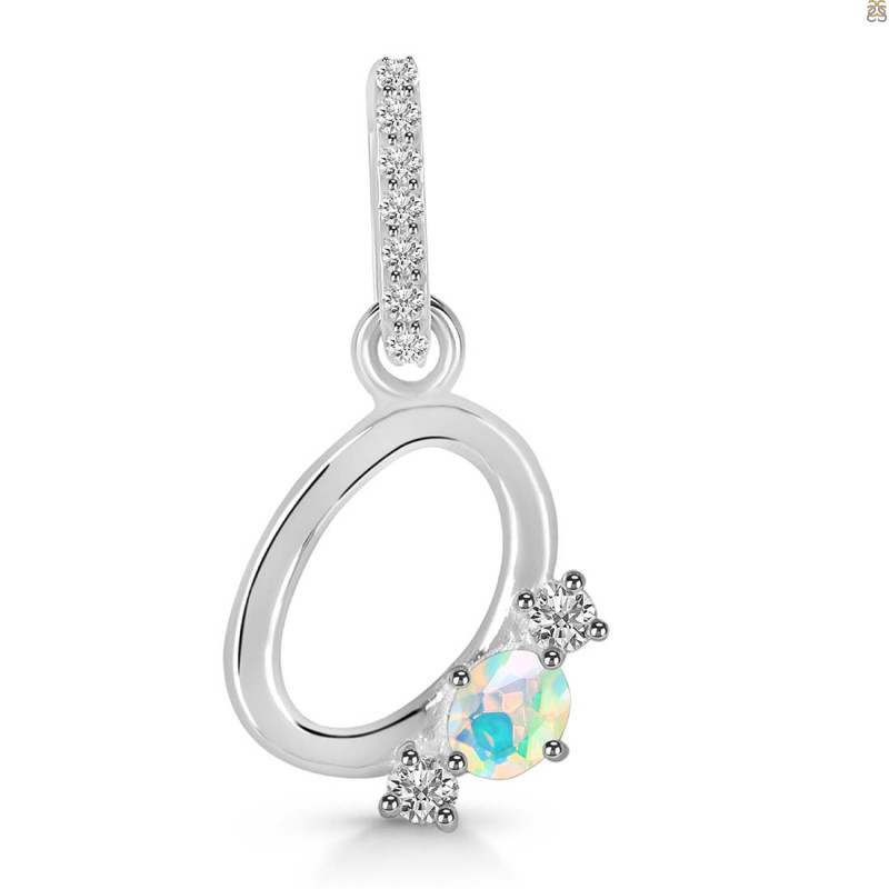 Opal & White Topaz Alphabet O Pendant OPL-RDA-93.