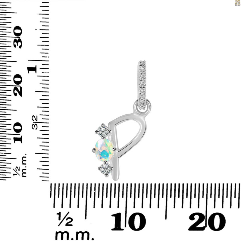 Opal & White Topaz Alphabet P Pendant OPL-RDA-94.