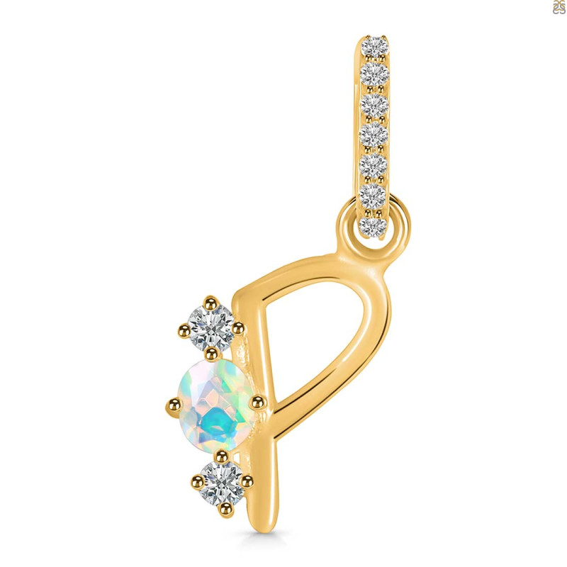 Opal & White Topaz Alphabet P Pendant OPL-RDA-94.