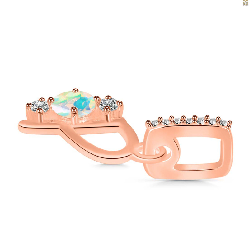 Opal & White Topaz Alphabet P Pendant OPL-RDA-94.
