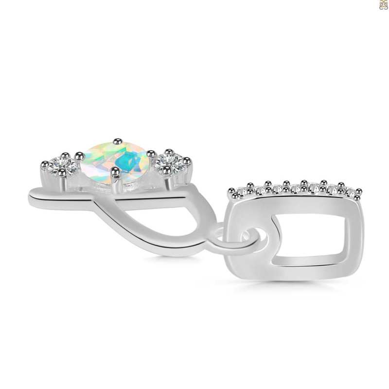 Opal & White Topaz Alphabet P Pendant