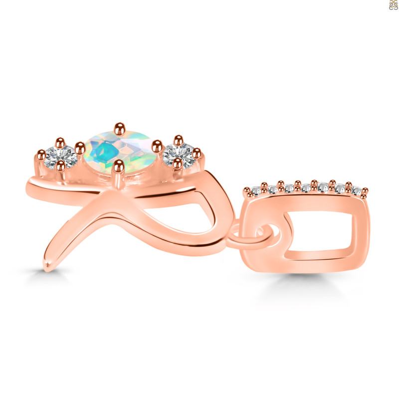 Opal & White Topaz Alphabet R Pendant OPL-RDA-96.