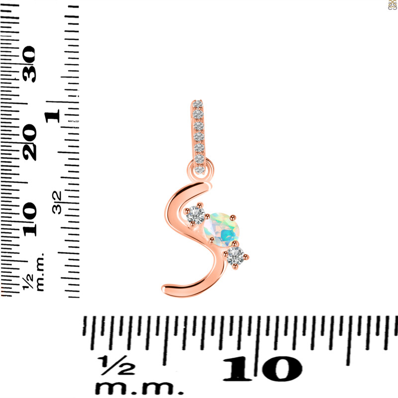 Opal & White Topaz Alphabet S Pendant OPL-RDA-97.