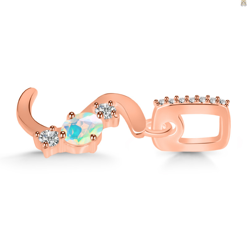 Opal & White Topaz Alphabet S Pendant OPL-RDA-97.