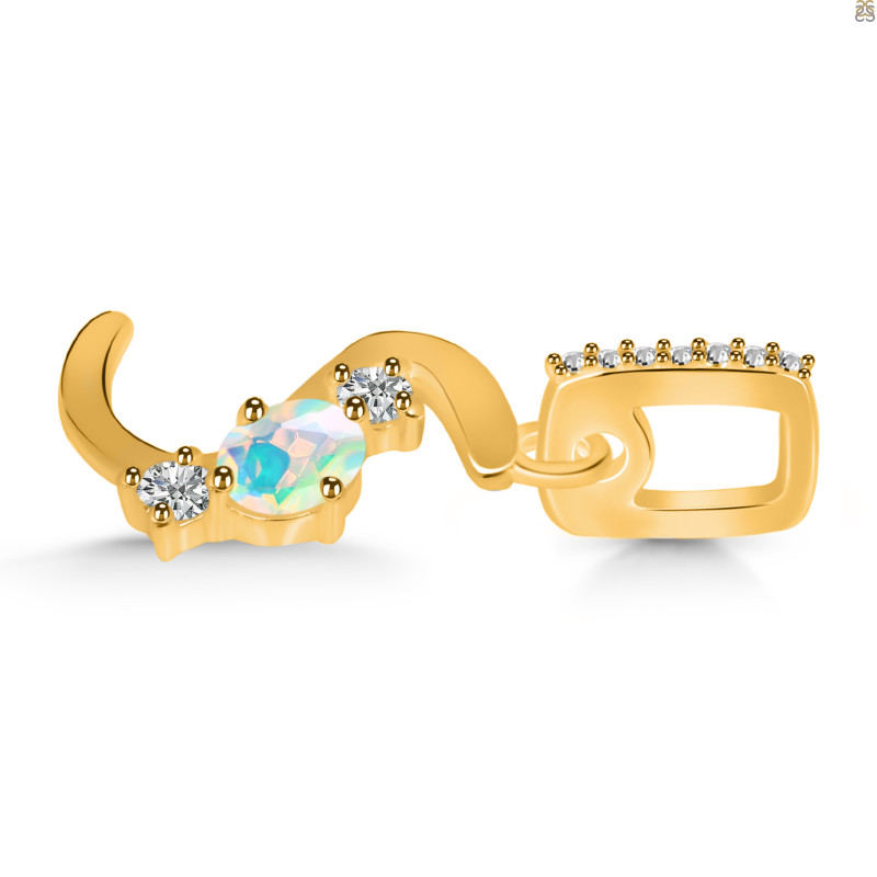 Opal & White Topaz Alphabet S Pendant OPL-RDA-97.