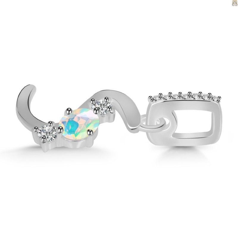 Opal & White Topaz Alphabet S Pendant