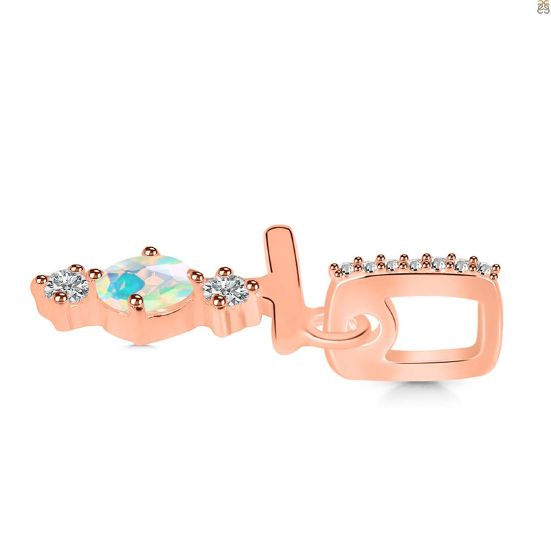 Opal & White Topaz Alphabet T Pendant OPL-RDA-98.