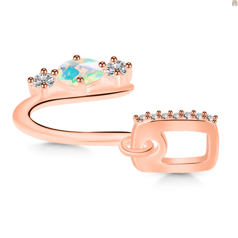 Opal & White Topaz Alphabet U Pendant OPL-RDA-99.