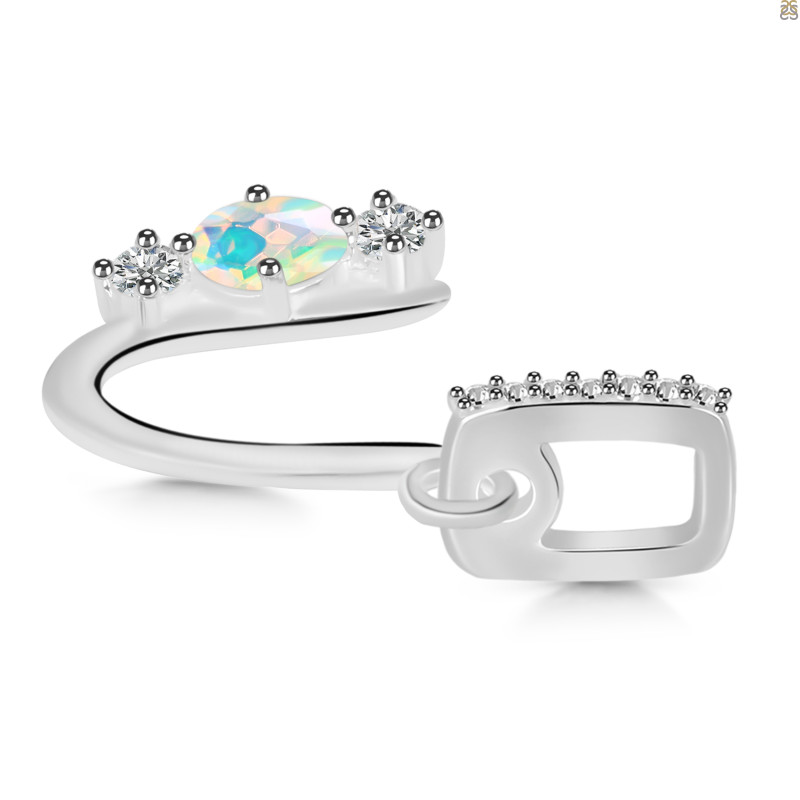 Opal & White Topaz Alphabet U Pendant
