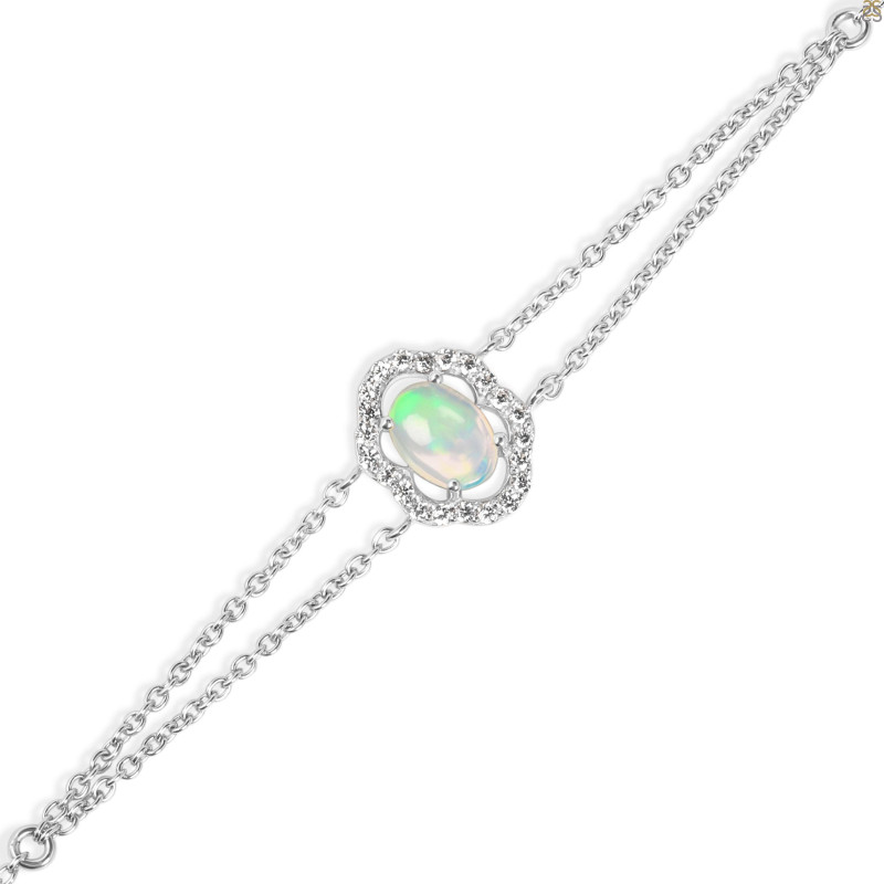 Opal & White Topaz Bracelet With Adjustable Camera Lock