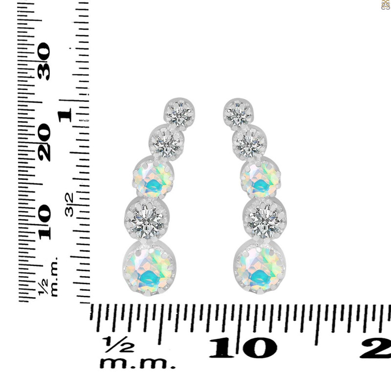 Opal & White Topaz Stud Earring OPL-RDE-1472.