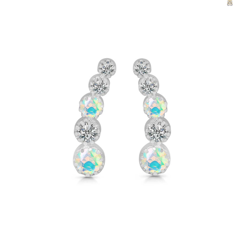 Opal & White Topaz Stud Earring OPL-RDE-1472.