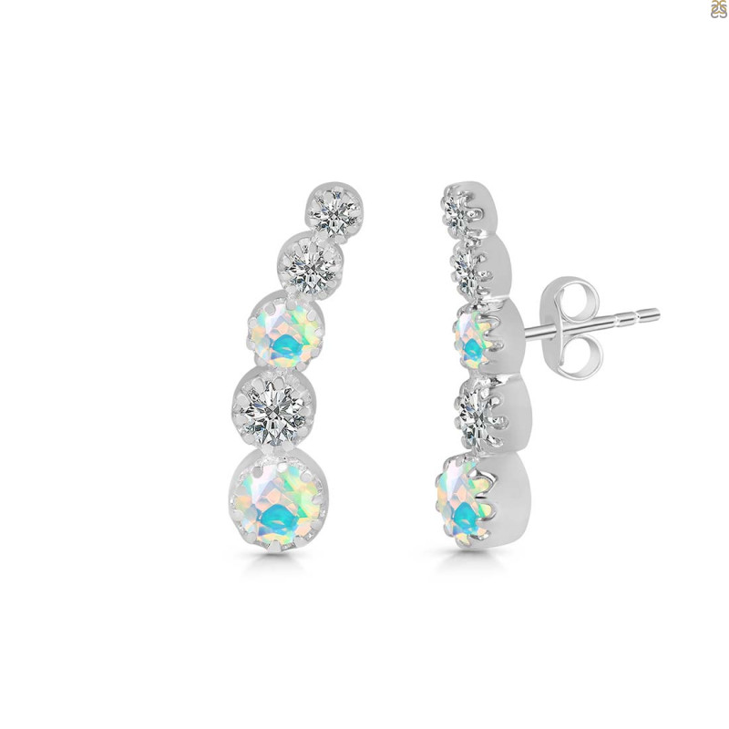Opal & White Topaz Stud Earring