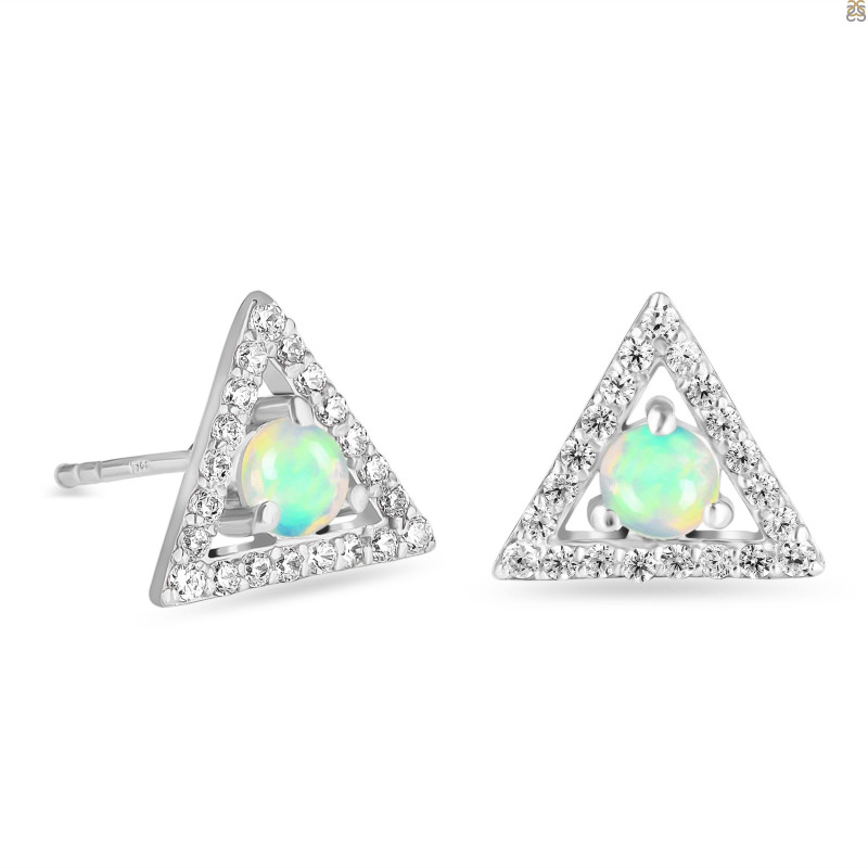 Opal & White Topaz Stud Earring