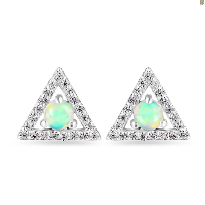 Opal & White Topaz Stud Earring OPL-RDE-848.