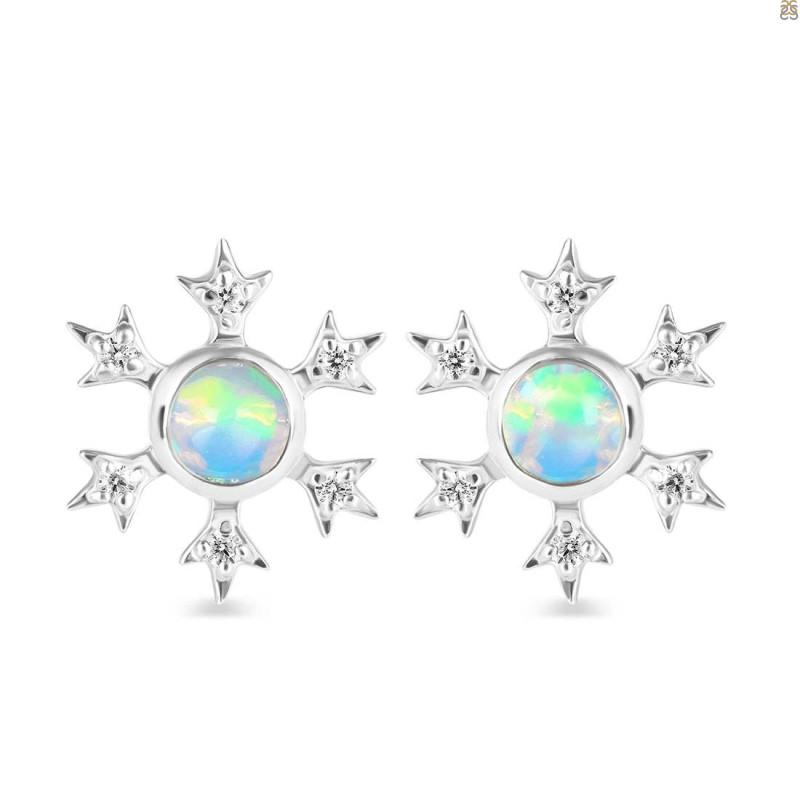 Opal & White Topaz Stud Earring OPL-RDE-854.