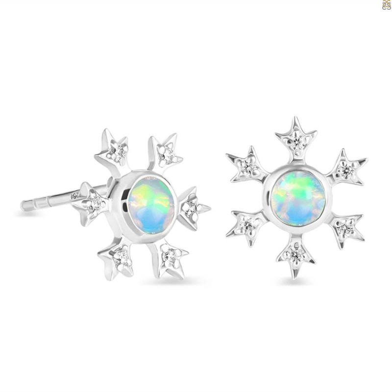 Opal & White Topaz Stud Earring