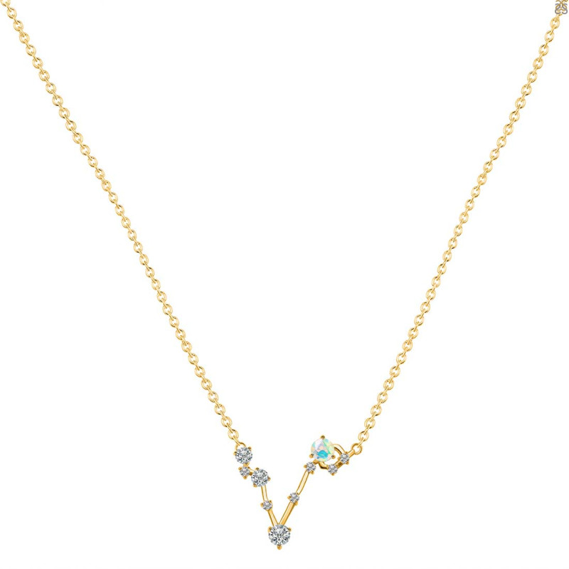 Pisces Zodiac Star Constellation Opal & White Topaz Necklace OPL-RDN-387.
