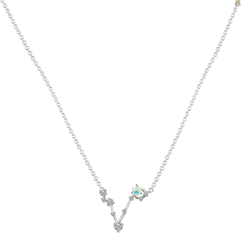 Pisces Zodiac Star Constellation Opal & White Topaz Necklace OPL-RDN-387.