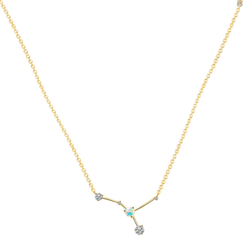 cancer Zodiac Star Constellation Opal & White Topaz Necklace OPL-RDN-486.