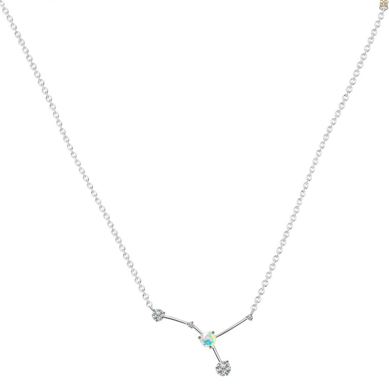 cancer Zodiac Star Constellation Opal & White Topaz Necklace OPL-RDN-486.
