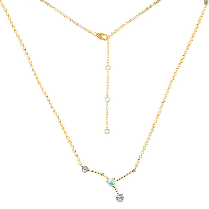 cancer Zodiac Star Constellation Opal & White Topaz Necklace OPL-RDN-486.